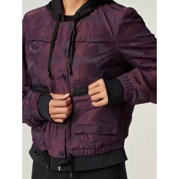 Blanc Noir Skyfall Purple Camo Print Aviator Jacket Camo Hooded Size S - Picture 2 of 10